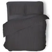 Eleganzzz Dekbedovertrek Hotel Kwaliteit Satijn Streep - antraciet 140x200/220cm