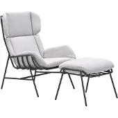 Garden Impressions Fresno loungestoel incl. voetenbank - donker grijs