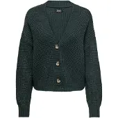 ONLY Gebreid vest 'ONLCarol' donkergroen