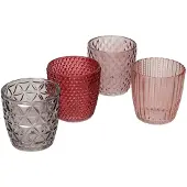 Dekoria – Waxinelichthouders – Theelichthouders – Set van 4 – Glas – Roze tinten