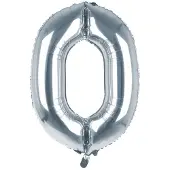 PartyPro Cijfer Ballon '0' Zilver (100CM)