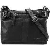 Spikes & Sparrow Leer schoudertas Bronco Crossover Black zwart