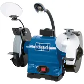Scheppach Dubbele schuurmachine BG200AL | 550 Watt inductiemotor | Schuursteen diameter: 200 millimeter | Vonk bescherming