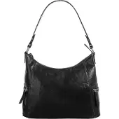 Spikes & Sparrow Leer schoudertas schoudertas Bronco Shoulderbag Black zwart