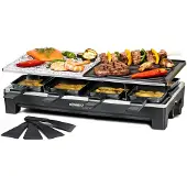 Rommelsbacher Raclettesteen & Gourmetset RCS1350 - Met Granietplaat & Crêpevormpjes - 8 personen - 1350 Watt