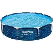 Bestway Steel Pro Tropical Leaf Ø 305x66 Cm Steel Round Frame Above Ground Pool Blauw 4062 Liters