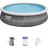 Bestway Opblaaszwembad Fast Set Rond Rotan Met Filterpomp Ø457x107cm