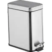 Wenko Petite Prullenbak Badkamer, Prullenbak met pedaal 5L, Vierkant, RVS, 14x29,5x28 cm, matte afwerking