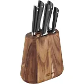 Tefal Messenset - 6-delig - Inclusief Messenblok - Hout/RVS - Professionele Kwaliteit