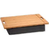 Kesper Schootkussen - Laptray - Schootdienblad met kussen - Knie / schoot dienblad - FSC Bamboe Hout - Dienblad met schootkussen - Afm 45 x 31 x 8 Cm - Grijs