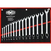 FAMEX 10349-15 Set van 15 combinatiesleutels in chroom vanadium staal, combinatiesleutelset