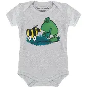Logoshirt Rompertje/body 'Janosch - Tigerente & Kastenfrosch' blauw / donkergeel / grijs / groen