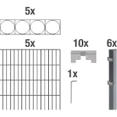 Alberts Dubbelstaafmat hekwerk Oslo antraciet, hoogte: 100-160cm, totale lengte: 10-20m, voor plaatsing in beton (set)