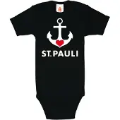 Logoshirt Rompertje/body 'St. Pauli-Print' rood / zwart / wit