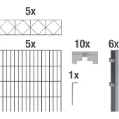 Alberts Dubbelstaafmat hekwerk Bergen antraciet, hoogte: 100-160cm, totale lengte: 10-20m, voor plaatsing in beton (set)