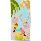Good Morning Kinder Strandlaken Velours Happy Lamas 75x150cm - multi