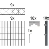 Alberts Dubbelstaafmat hekwerk Bergen antraciet, hoogte: 100-160cm, totale lengte: 10-20m, voor plaatsing in beton (set)
