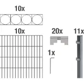 Alberts Dubbelstaafmat hekwerk Oslo antraciet, hoogte: 100-160cm, totale lengte: 10-20m, voor plaatsing in beton (set)