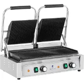 Royal Catering Dubbele contactgrill - 3.600 W - geribbeld -