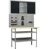 vidaXL Werkbank met drie wandpanelen en een kast