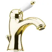Sapho Wastafelmengkraan kirke wit retro 1-hendel gebogen 18.2 cm goud