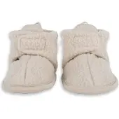 Lodger baby slofjes fleece ecru Effen - maat 6-12 mnd