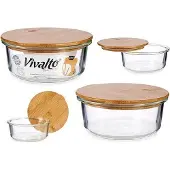 Vivalto Hermetische Lunchtrommel Bamboe Transparant (15 x 6,5 x 15 cm)