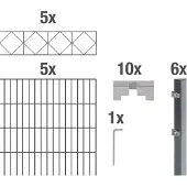 Alberts Dubbelstaafmat hekwerk Bergen antraciet, hoogte: 100-160cm, totale lengte: 10-20m, voor plaatsing in beton (set)