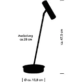 HELL LED-tafellamp Tom Pro, dimbaar, zwart, Woon-/ Eetkamer, metaal, Modern, LED tafellamp