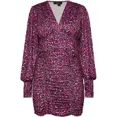 Faina Jurk lichtgrijs / fuchsia / zwart