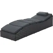 Juskys Ligbed / Zonnebed Lamia - Zwart - Polyrotan - Verstelbare rugleuning