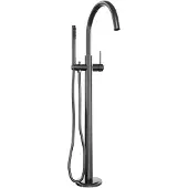 Brauer Gunmetal Carving vrijstaande badmengkraan met staafhanddouche gunmetal geborsteld PVD