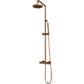Brauer Edition Stortdoucheset - Hoofddouche 20cm - Staafhanddouche - Geborsteld Koper PVD - Messing - Kranen, Douchekranen, Douchesets, Opbouw - Kranen, Douchekranen, Douchesets, Opbouw douchesets,