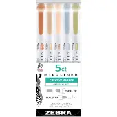 Pipoos Zebra Mildliner - highlighters - 5 stuks - natuur