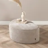 Livin24 Hocker Neso halve maan stof gemêleerd taupe