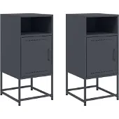 vidaXL Nachtkastjes 2 st 36x39x78 cm staal antracietkleurig
