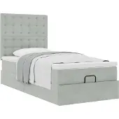 vidaXL Ottoman bed met matrassen 100x200cm fluweel lichtgrijs