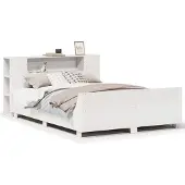 vidaXL Bedframe zonder matras massief grenenhout wit 140x200 cm