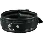 Kiotos leather Leren collar 5 cm gevoerd - zwart