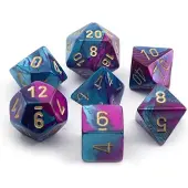 Chessex Gemini Blauw-Paars/goud Polydice Dobbelsteen Set (7 stuks)