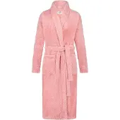 Ten Cate Dames Badjas Fleece - roze badjas stippen - maat L