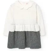 Boboli Knitwear Combined Long Sleeve Dress Wit,Grijs 3 Years Kinderen