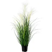 Gasper Pampasgras Wit in zwarte pot 76 cm - Kunstplanten