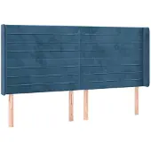 vidaXL Hoofdbord met randen 163x16x118/128 cm fluweel donkerblauw