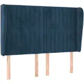 vidaXL Hoofdbord met randen 147x23x118/128 cm fluweel donkerblauw