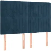 vidaXL Hoofdbord donkerblauw 144x5x118/128 cm fluweel