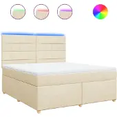 vidaXL Boxspring met matras stof crèmekleurig 180x200 cm