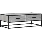 vidaXL Salontafel 100x50x35 cm bewerkt hout en metaal grijs sonoma