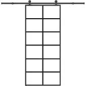 vidaXL - Schuifdeur - met - beslag - 90x205 - cm - ESG-glas - en - aluminium