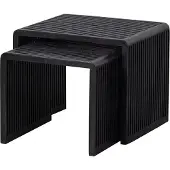 Woood Willa Bijzettafels Set van 2 - Teak - Zwart - 50x45x40